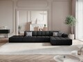 Coltar dreapta 5 locuri, Jennifer-140, Micadoni Home, 341x166x70 cm, tesatura chenille din poliester, negru