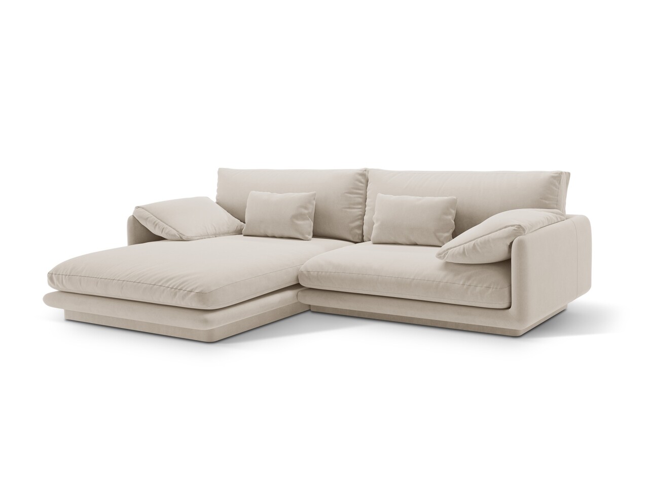 Coltar stanga 4 locuri, Torino-184, Micadoni Home, 250x170x83 cm, catifea, ecru - 2 | YEO