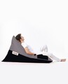 Fotoliu puf, Bean Bag Ferndale, Pyramid Double Color, 145 cm, poliester impermeabil, gri fumuriu/negru