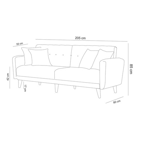 Set canapea extensibilă, Unique Design, 867UNQ1592, Lemn de carpen, Verde