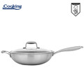 Tigaie Wok 4.5 L, Titanium, Cooking by Heinner, 30x8.5 cm, inox/sticla, argintiu