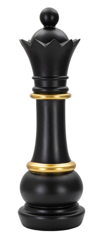 Statueta decorativa / Piesa de sah Regina, Black Queen, Mauro Ferretti, Ø15 x 50 cm, polirasina, negru/auriu