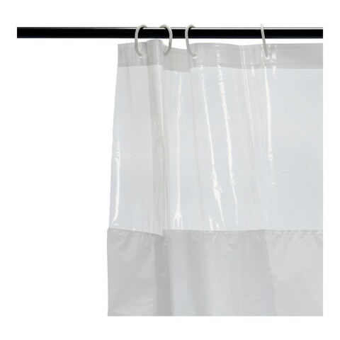 Perdea de dus Transparent / White, Berilo, 180 x 180 cm, plastic