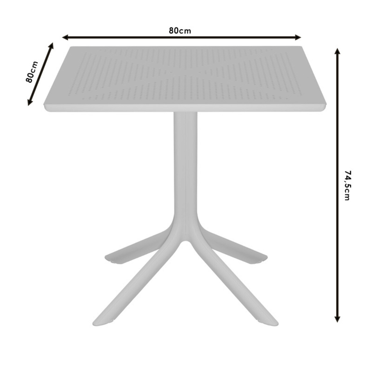 Masa pentru gradina Groovy, Pakoworld, 80x80x74.5 cm, polipropilena, alb