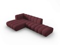 Coltar modular stanga 5 locuri, Lupine, Micadoni Home, BL, fara cotiera, 294x175x70 cm, poliester chenille, bordo