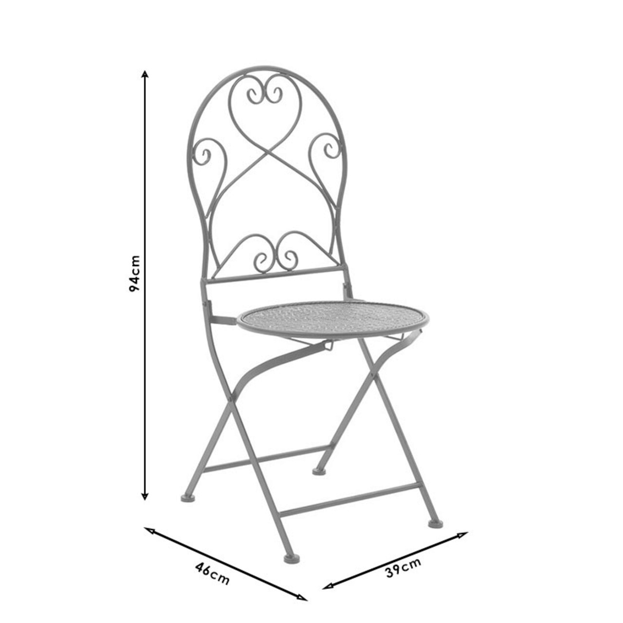 Set mobilier de gradina 3 piese Walen, Pakoworld, masa cu 2 scaune, 60x60x70 cm, metal, alb