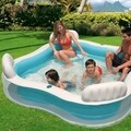 Piscina gonflabila Family Intex, 990 L, 229x229x66 cm, polivinil, albastru/alb