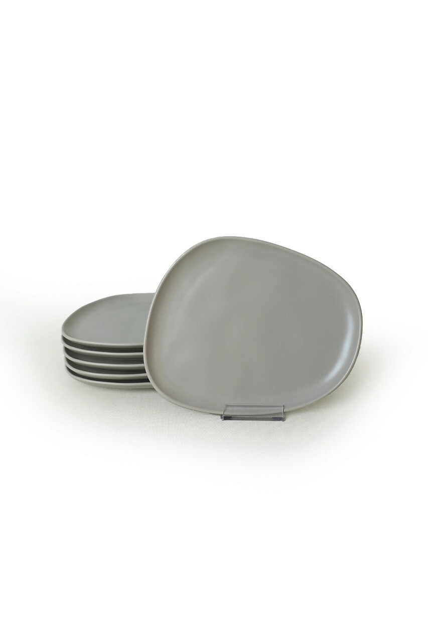 Set platouri servire desert, Keramika, 275KRM2207, 100% CERAMICA / , Nu absoarbe apa, Gri Mat