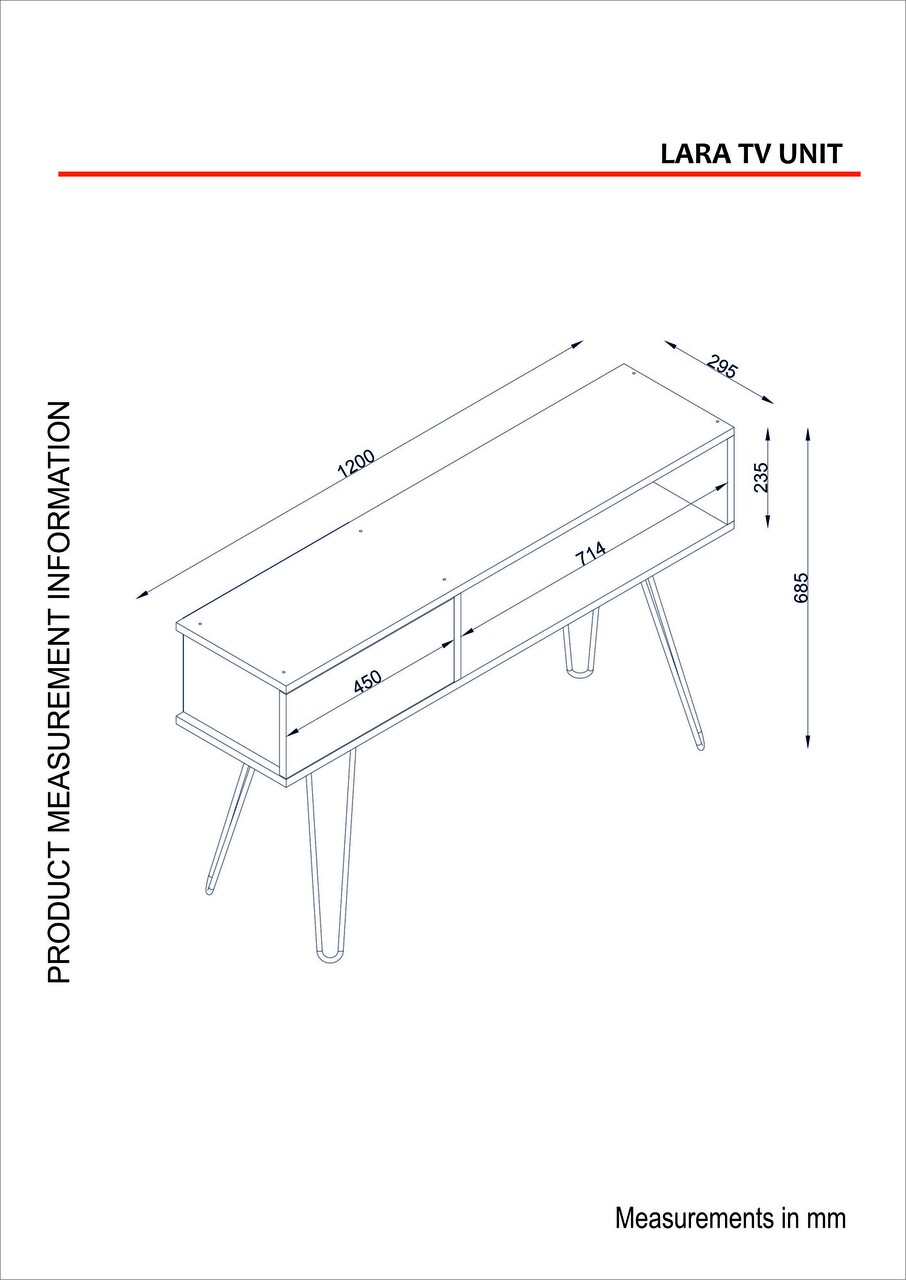 Comoda TV Lara, Furny Home, 120x29.5x68.5 cm, maro - 1 | YEO