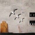 Decoratiune de perete, Flying Seagulls, Poliester, Alb/Negru