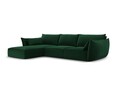 Coltar stanga 4 locuri, Kaelle, Micadoni Home, BL, 308x171x85 cm, catifea, verde bottle