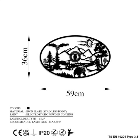 Aplica de perete, Shadow, 526SHD1167, Metal, Negru