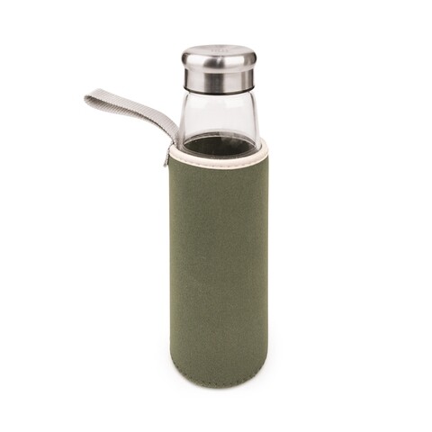 Sticla cu husa termoizolanta Solid, Iris Barcelona, 550 ml, sticla borosilicata/neopren, verde