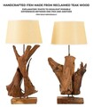 Lampa de masa Teak, Mauro Ferretti, 1 x E27, 40W, 35x80 cm, tec reciclat, lucrat manual, model unicat, maro