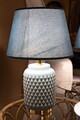 Lampa de masa Square, Mauro Ferretti, 1 x E27, 40W, 28x44 cm, ceramica/fier/textil, albastru deschis