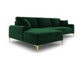 Coltar stanga, Madara, Mazzini Sofas, 5 locuri, gold legs, 254x182x90 cm, catifea, verde bottle