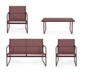 Set mobilier pentru gradina/terasa 4 piese Markus, Bizzotto, otel/textilena 2x1, rosu pepper