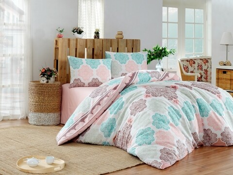 Lenjerie de pat pentru o persoana, Eponj Home, 143EPJ01436, 2 piese, amestec bumbac, multicolor