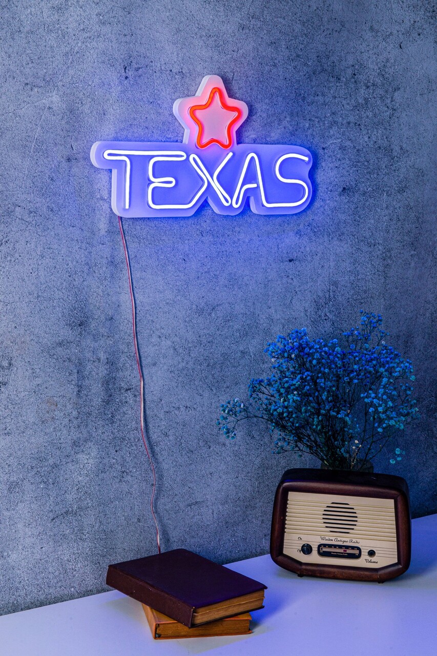 Decoratiune luminoasa LED, Texas Lone Star Red, Benzi flexibile de neon, DC 12 V, Rosu albastru - 1 | YEO