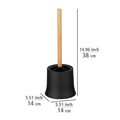 Perie pentru toaleta cu suport Bambusa, Wenko, 14x38 cm, plastic/polipropilena/bambus, negru/natur