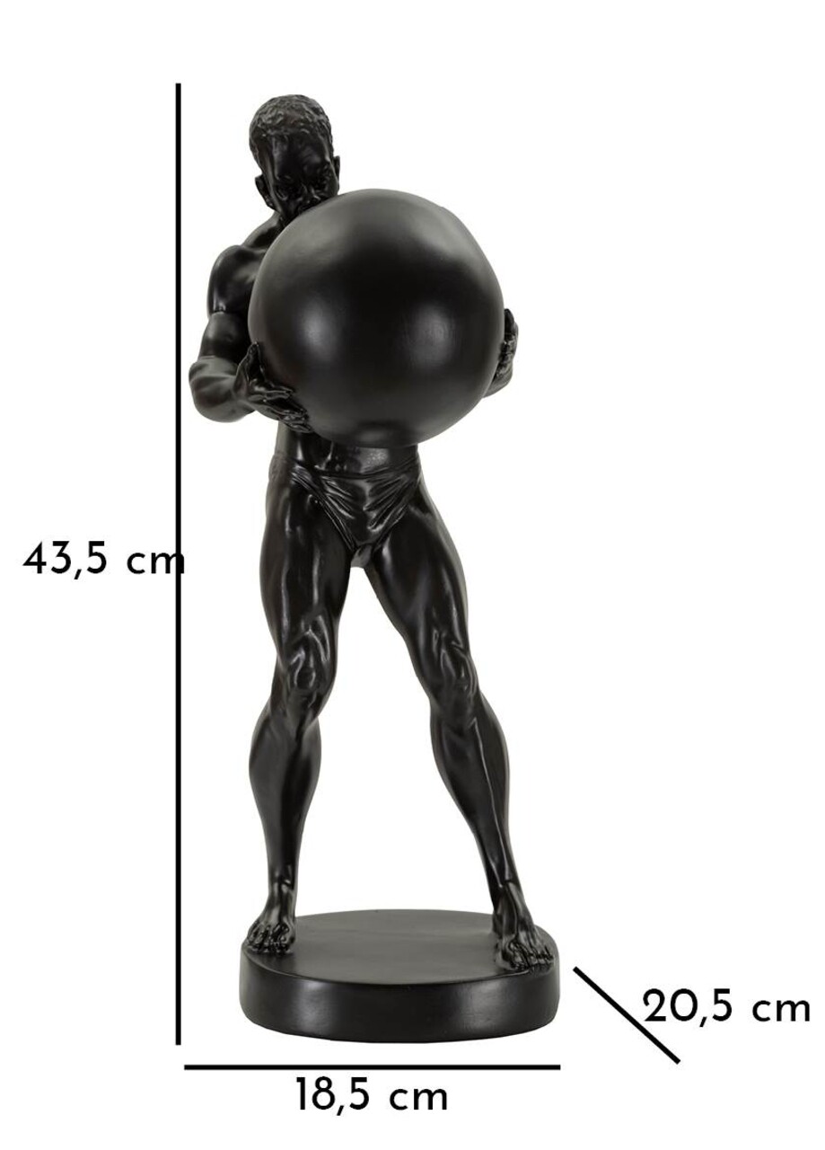 Statueta / figurina decorativa Atlas, Mauro Ferretti, 18.5x20.5x43.5 cm, polirasina, negru/auriu - 1 | YEO