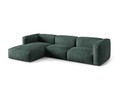 Coltar modular stanga 3 locuri, Martina-120, Micadoni Home, 332x176x75 cm, catifea, petrol