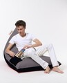 Fotoliu puf, Bean Bag Ferndale, Pyramid Double Color, 145 cm, poliester impermeabil, gri fumuriu/negru