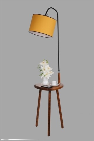 Lampadar cu masuta, Luin, 8272-7, E27, 60 W, metal/lemn/textil