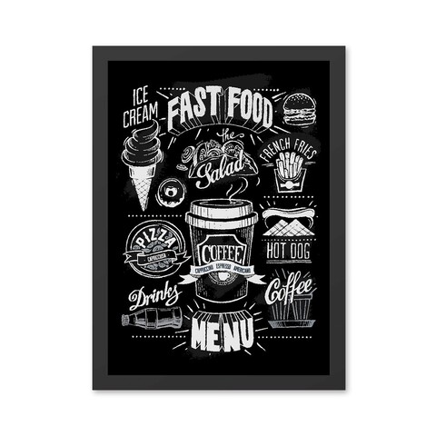 Tablou decorativ, Fast Food (35 x 45), MDF , Polistiren, Alb/Negru