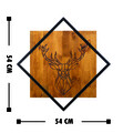 Decoratiune de perete, Deer, 50% lemn/50% metal, Dimensiune: 54 x 54 cm, Nuc / Negru