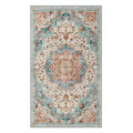 Covor antiderapant Vasagle Vintage, 92x153 cm, lavabil la masina, poliester, albastru teal