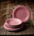 Set de masa 8 piese, Like Villeroy & Boch, Color Loop Rose, portelan premium, roz