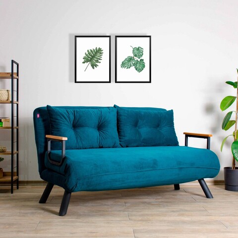 Canapea extensibilă cu 2 locuri, Futon, 859FTN1276, Metal , Verde petrol