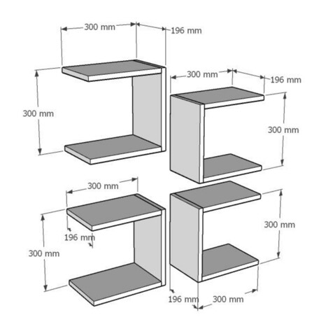 Raft de perete, Asse Home, Base, 30x30x19.6 cm, PAL , Alb