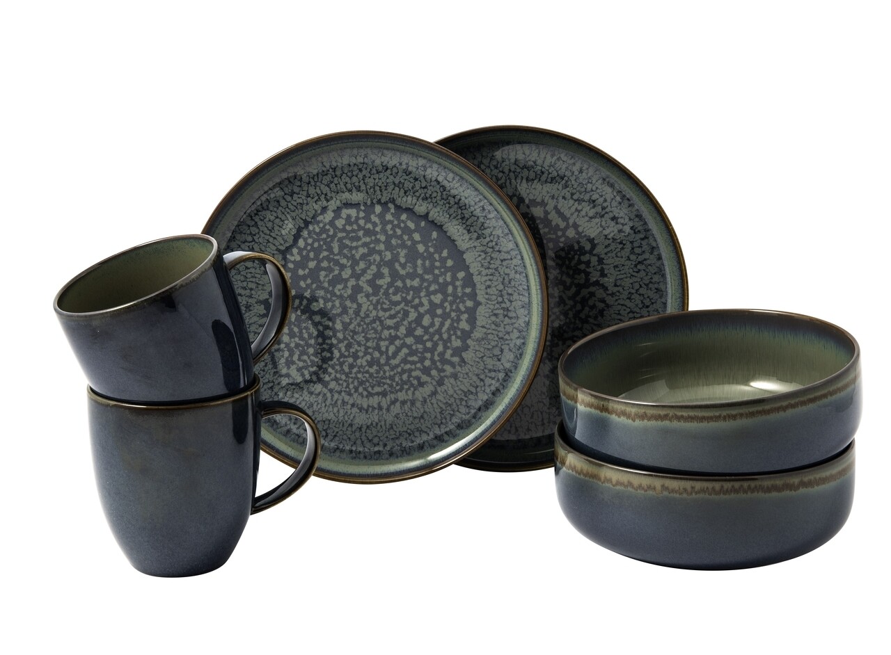 Set de masa 6 piese, Like Villeroy & Boch, Crafted Breeze, portelan premium, gri/albastru - 2 | YEO