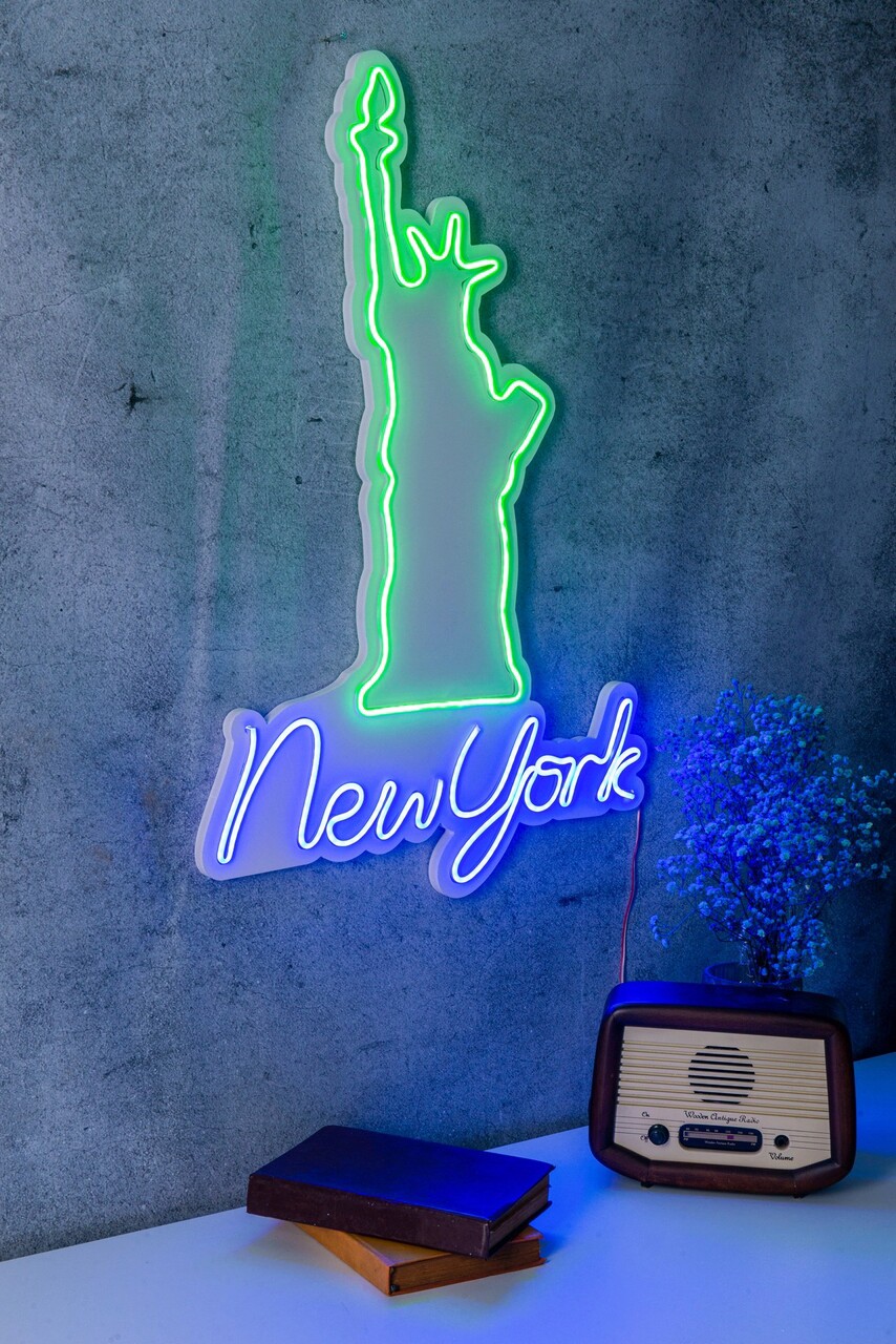 Decoratiune luminoasa LED, New York, Benzi flexibile de neon, DC 12 V, Verde albastru - 1 | YEO