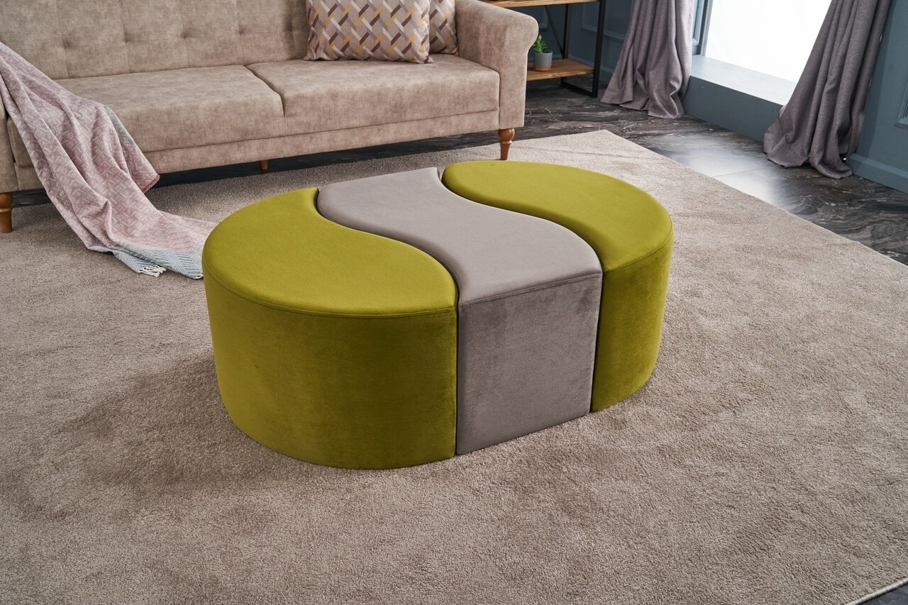 Taburet Alya Puf, Balcab Home, 120x80x40 cm, lemn, verde/mink - 1 | YEO