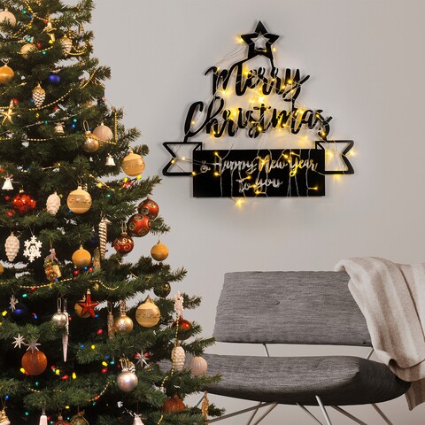 Decoratiune de luminoasa XMASBLACK-004, Tanelorn, 67x62 cm, metal, negru