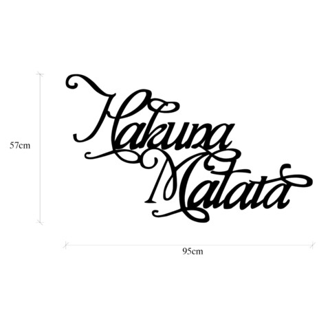 Decoratiune de perete, Hakuna Matata 6, Metal, 95 x 57 cm, Negru