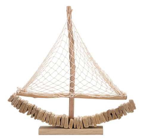 Decoratiune Boat Nature, Mauro Ferretti, 45x7x45 cm, lemn de tanoak, natural