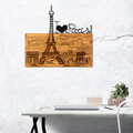 Decoratiune de perete, I Love You Paris, lemn/metal, 58 x 54 cm, negru/maro