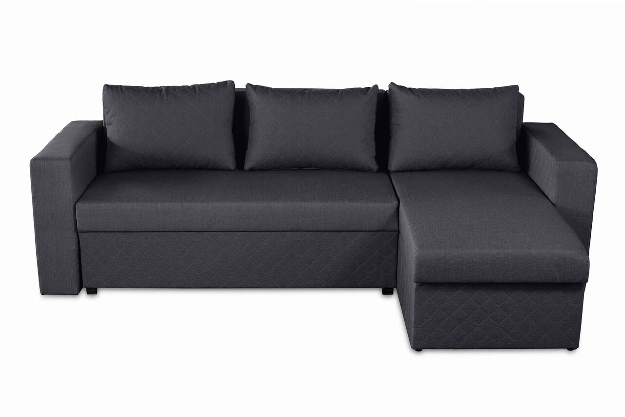 Coltar extensibil reversibil Napoli Negru, cu lada de depozitare, 247x148x78 cm - 2 | YEO