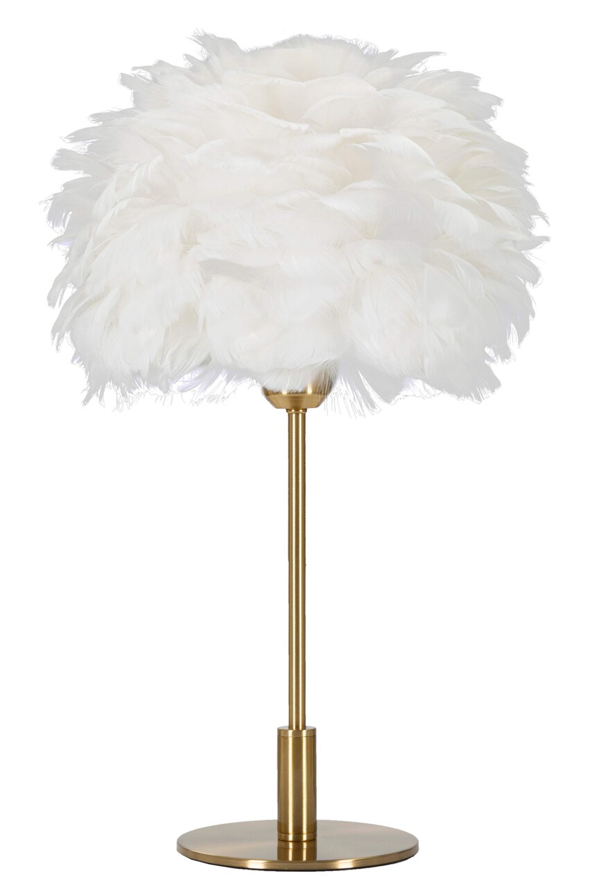 Lampa de masa Ball Feather, Mauro Ferretti, Ø30 x 50 cm, 1 x E27, 40W, fier, auriu/alb