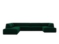 Coltar panoramic stanga 7 locuri, Ruby, Micadoni Home, BL, 366x273x69 cm, catifea, verde bottle