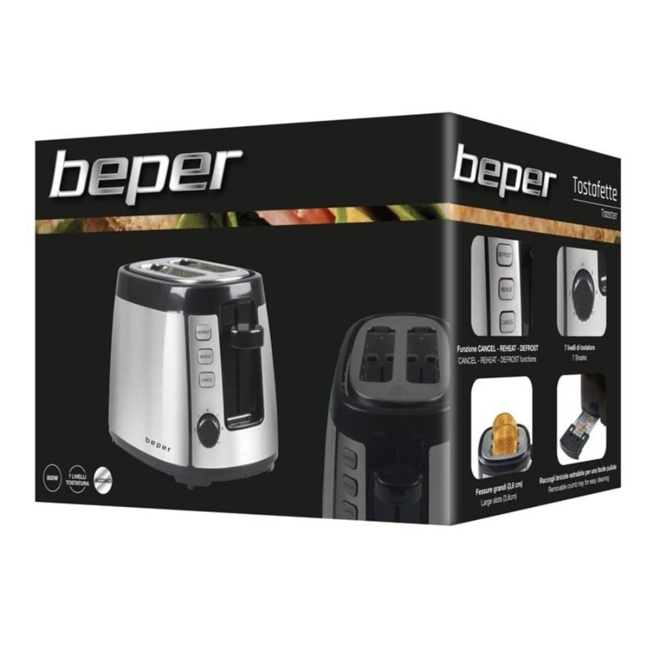 Prajitor de paine BT.110, Beper, 800 W, 7 niveluri de rumenire