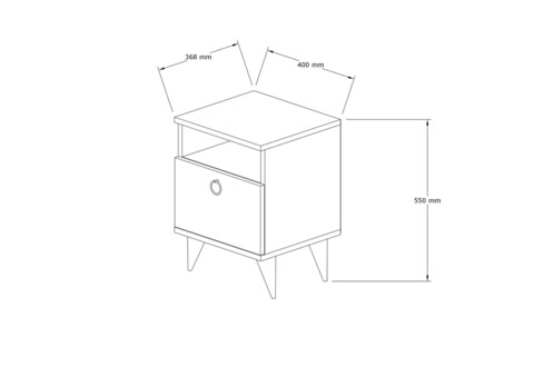 Noptiera, Puqa Design, Barlo, 40x50x40 cm, PAL, Alb