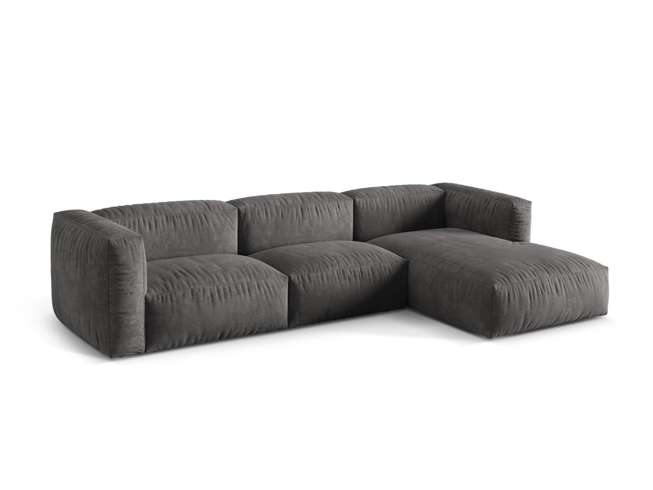 Coltar modular dreapta 3 locuri, Martina-120, Micadoni Home, 332x176x75 cm, catifea, gri