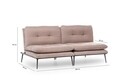 Canapea extensibila Martin Sofabed, Futon, 3 locuri, 180x130 cm, metal, mink