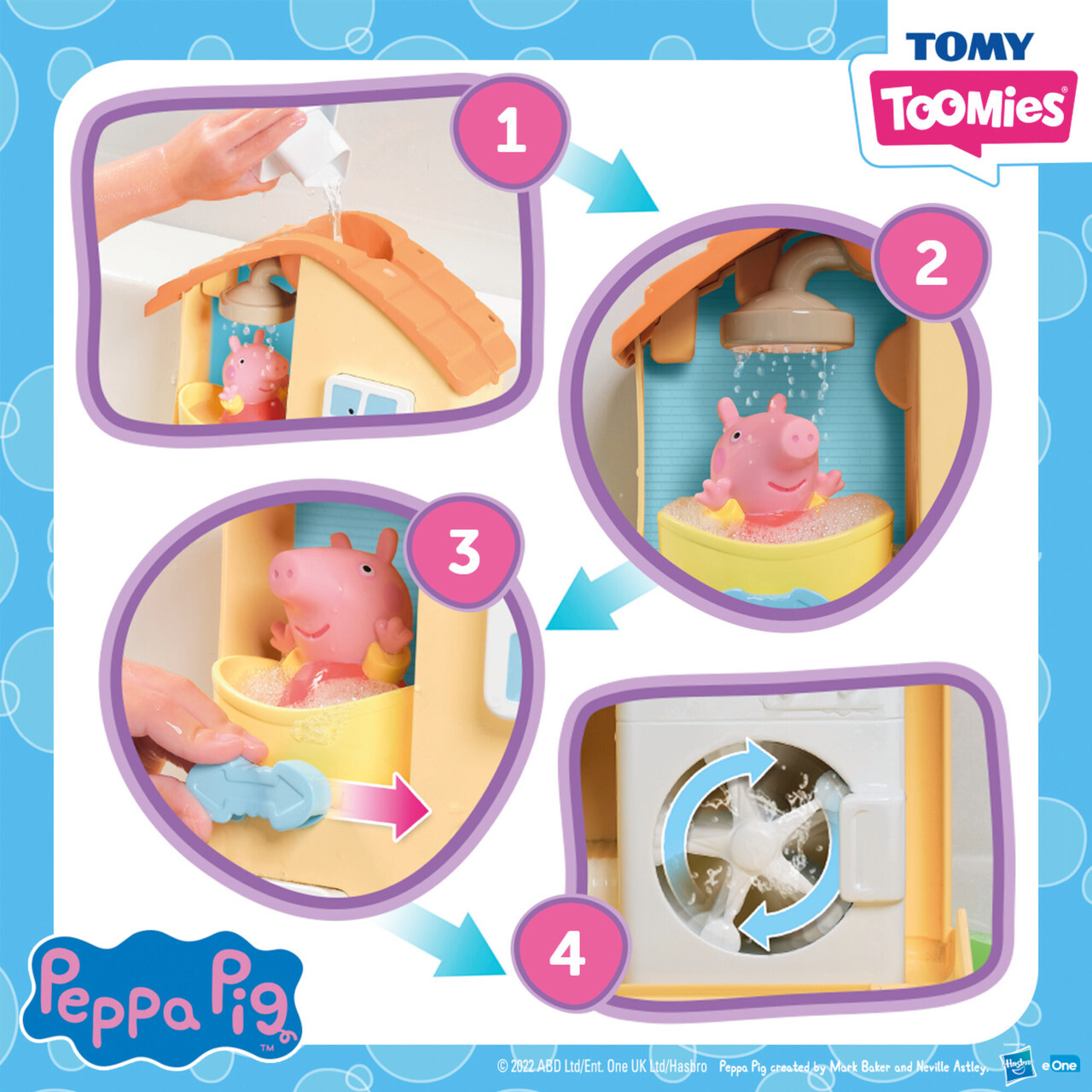 Set de joaca pentru baie, casa Peppei, Peppa Pig Tomy, 25x19x80 cm, plastic, multicolor