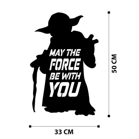 Decoratiune de perete, May The Force Be Wıth You, Metal, Dimensiune: 50 x 38 cm, Negru